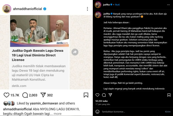 Disebut Ahmad Dhani Nyolong Lagu Dewa 19, Judika Tegaskan Bukan Maling