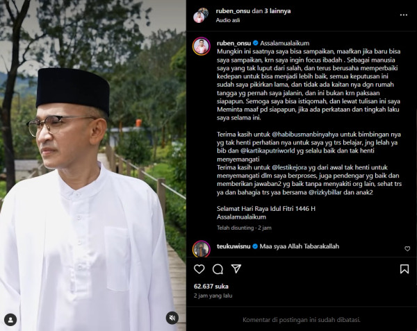 Ruben Onsu Tegaskan Masuk Islam Bukan karena Cerai dengan Sarwendah
