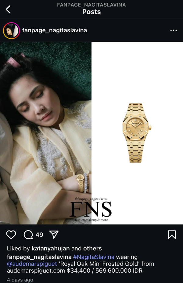 Nagita Slavina Pakai Jam Tangan Emas Rp569 Juta, Seharga Mobil