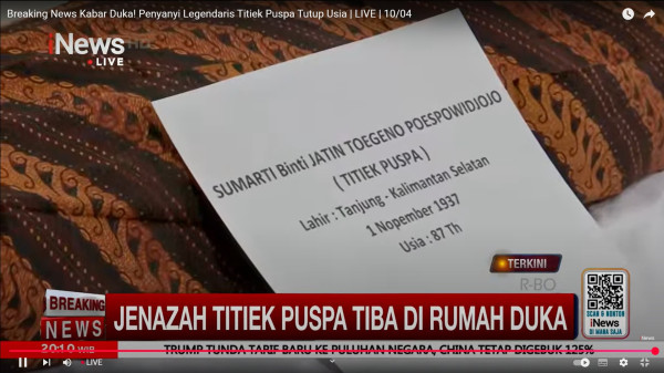 Jenazah Titiek Puspa Tiba di Rumah Duka, Disambut Tangis Keluarga