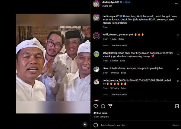 Dedi Mulyadi Sindir Jeje Govinda soal Ajak Anak ke Kantor: yang Tidak Boleh Bawa Selingkuhan