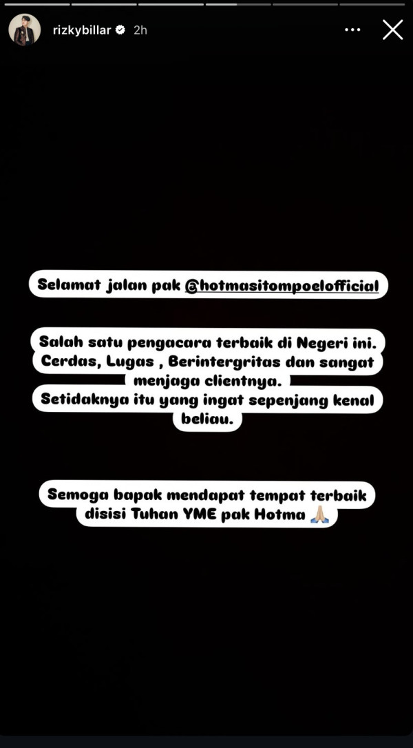 Rizky Billar Kenang Jasa Hotma Sitompul yang Selamatkannya saat Kasus KDRT