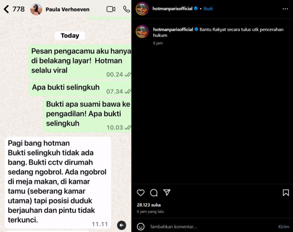 Hotman Paris Bela Paula Verhoeven, Pertanyakan Bukti Perselingkuhan