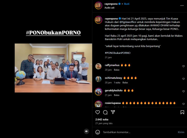 Rayen Pono Bakal Laporkan Ahmad Dhani Atas Dugaan Penghinaan Marga
