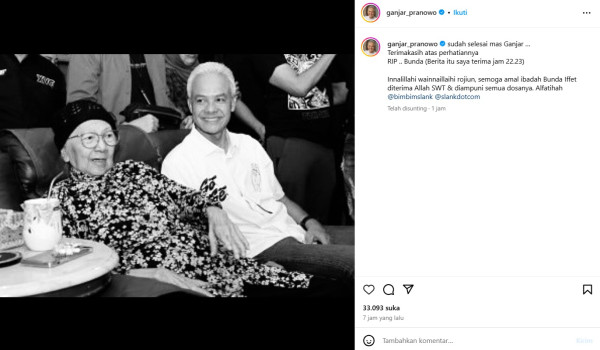 Ganjar Pranowo Ungkap Bunda Iffet Sempat Minta Pulang sebelum Meninggal