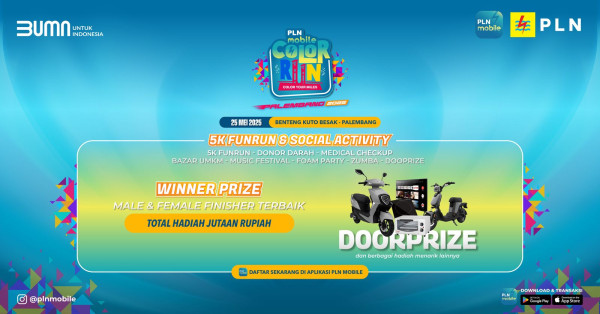 PLN Mobile Color Run 2025 Digelar di Palembang, Wali Kota Usung Gaya Hidup Sehat