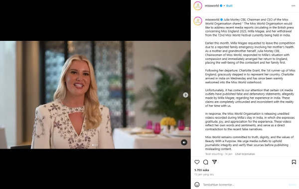 Mengejutkan! Miss England Milla Magee Tiba-tiba Mundur dari Miss World 2025