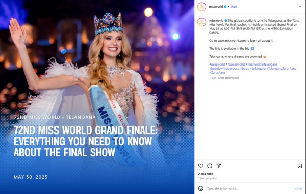 Catat Jadwal Grand Final Miss World 2025, Monica Kezia Siap Harumkan Nama Indonesia