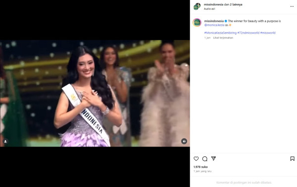 Monica Kezia Antar Indonesia Menang Beauty With A Purpose Miss World 2025