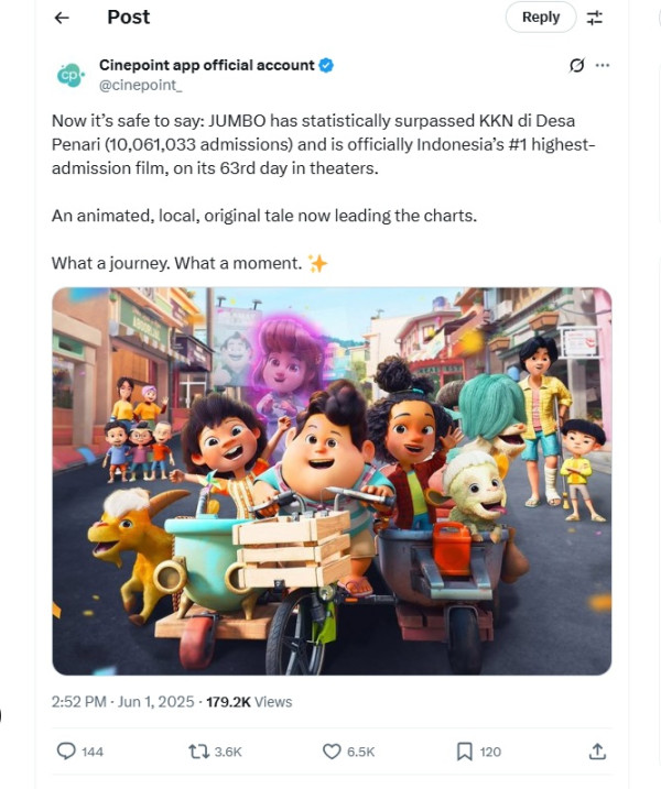Jumbo Geser KKN di Desa Penari Jadi Film Indonesia Terlaris Sepanjang Masa dengan 10 Juta Lebih Penonton