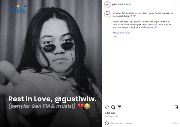 Gustiwiw Meninggal Dunia usai Terjatuh di Kamar Mandi