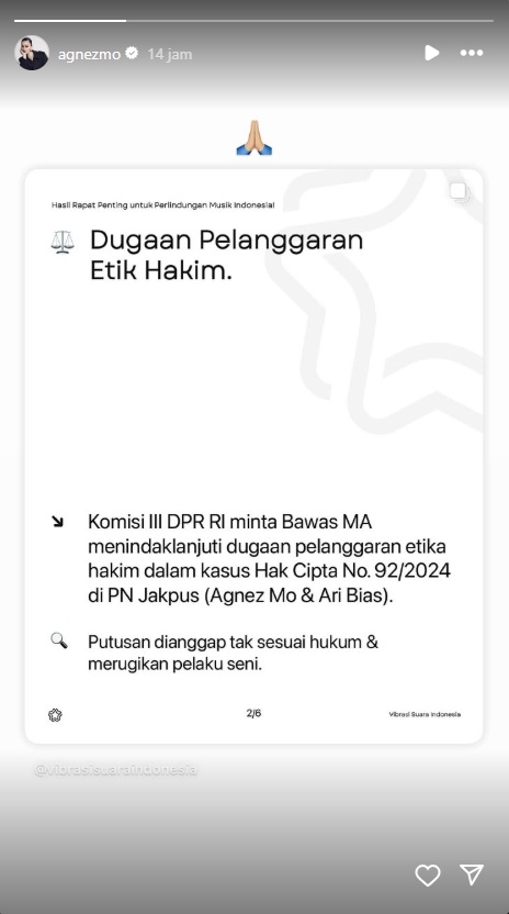 Agnez Mo Tanggapi Putusan Kasus Hak Cipta yang Dinilai Tak Sesuai UU, Posting Ini Jadi Sorotan!