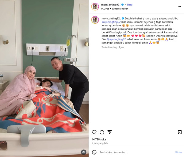 Kondisi Terkini Ayu Ting Ting usai Dilarikan ke RS, Terbaring Lemah dan Butuh Istirahat