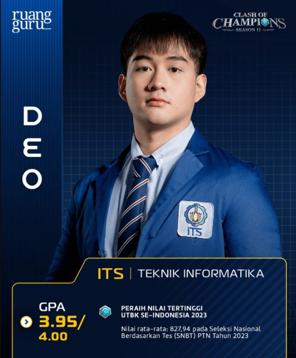 Profil Amadeo Yesa, Peserta CoC dengan Nilai UTBK Tertinggi se-Indonesia