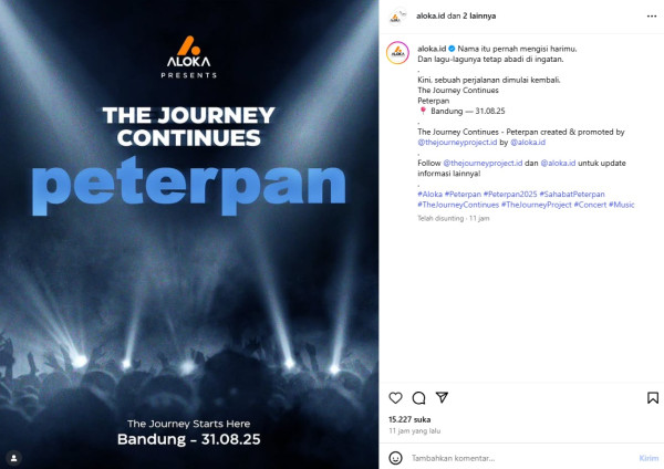 Peterpan Comeback! Siap Tampil di Bandung 31 Agustus 2025