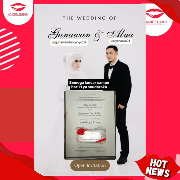Gunawan Dwi Cahyo Menikah dengan Alya Nabila 5 Juli 2025, Undangan Bocor!