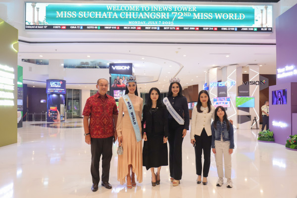 Miss World 2025 Opal Suchata Sambangi iNews Tower Jelang Grand Final Miss Indonesia