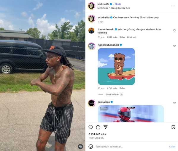 Wiz Khalifa Bikin Heboh, Ikut Tren Aura Farming Pacu Jalur Sambil Skateboard