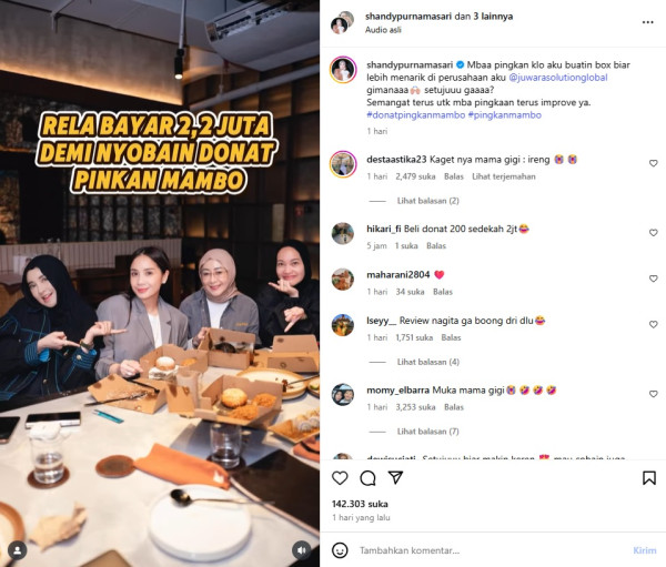 Nagita Slavina Kaget Donat Pinkan Mambo Dibanderol Rp200 Ribu per Kotak