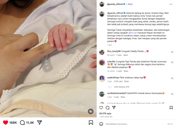 DJ Panda Sambut Kelahiran Anak Erika Carlina: Selamat Datang ke Dunia