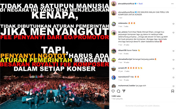 Ahmad Dhani Sindir Penyanyi yang Ngotot Minta Aturan Royalti, Sentil soal Honor Konser