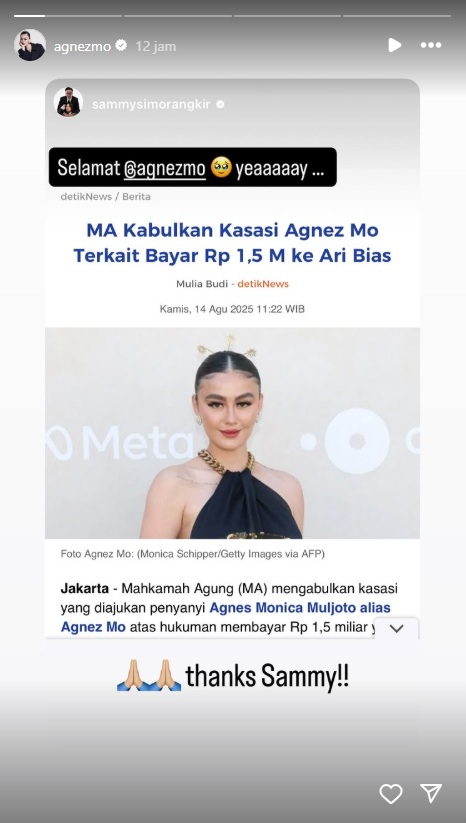Agnez Mo Akhirnya Buka Suara usai MA Kabulkan Kasasinya