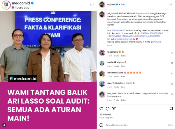 Ari Lasso Sebut Anggota DPR Inisial B Siap Audit WAMI, Kisruh Royalti Makin Panas