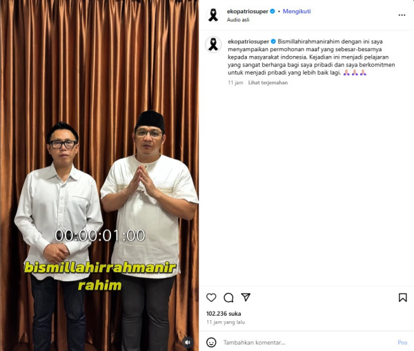 Minta Maaf, Eko Patrio Janji Akan Jalankan Tugasnya sebagai Wakil Rakyat