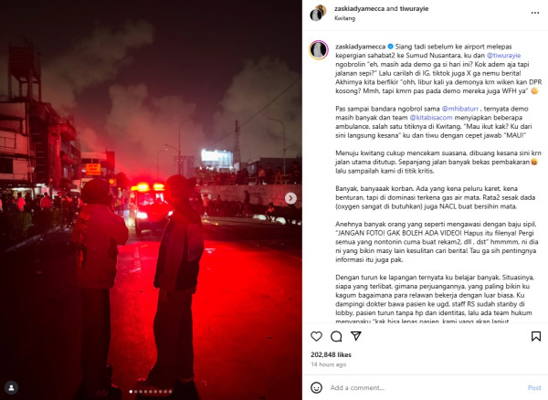 Zaskia Adya Mecca di Demo Kwitang, Temukan Orang Sipil Larang Dokumentasi