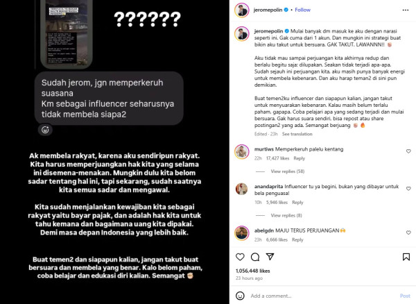 Kritik Pemerintah, Jerome Polin Dapat DM Intimidasi