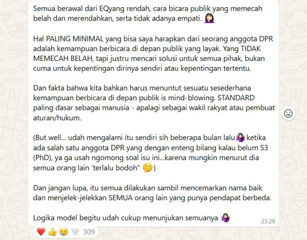 Agnez Mo Sindir Anggota DPR: EQ Rendah, Cara Bicara Memecah Belah Rakyat