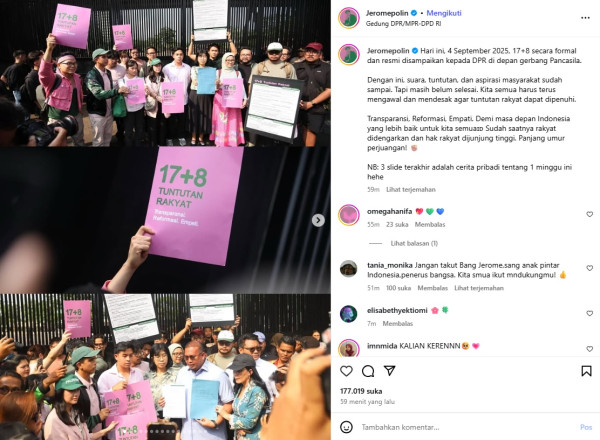 Jerome Polin Sambangi DPR, Serahkan 17+8 Tuntutan Rakyat