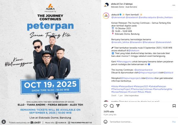 Konser Reuni Peterpan Digelar 19 Oktober usai Ditunda Imbas Demo