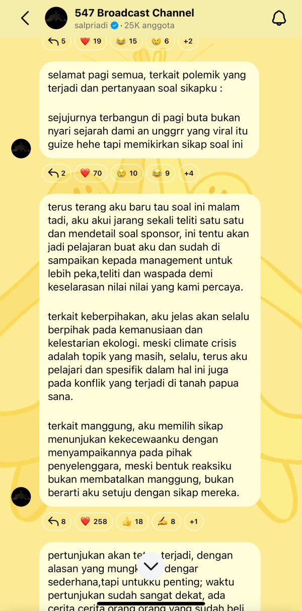 Alasan Menyentuh Sal Priadi Tetap Manggung di Pestapora 2025