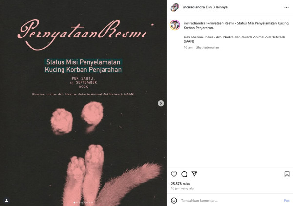 Klarifikasi Sherina Munaf usai Selamatkan Kucing Uya Kuya hingga Berujung Diperiksa Polisi