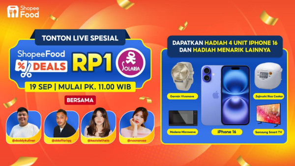 Kembali Hadir dengan Penawaran Eksklusif, ShopeeFood Deals Tawarkan Solaria RP1 dan Beragam Menu Diskon Mulai dari 1RB