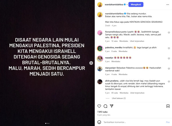 Wanda Hamidah Bongkar Sejarah Indonesia Akui Palestina, Pertanyakan Sikap Prabowo di PBB