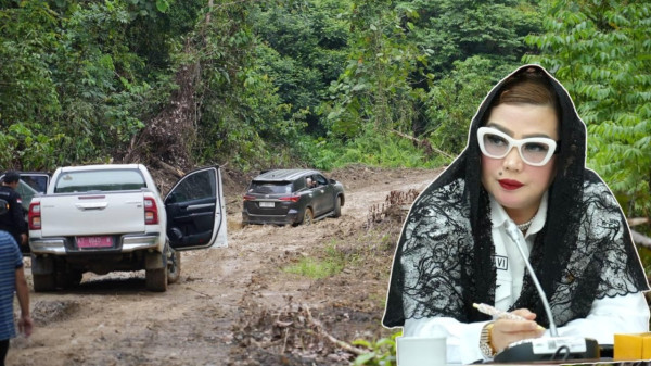 Kunker di Dapil, Sarifah Harum Cek Langsung Jalan Rusak di Kaltim