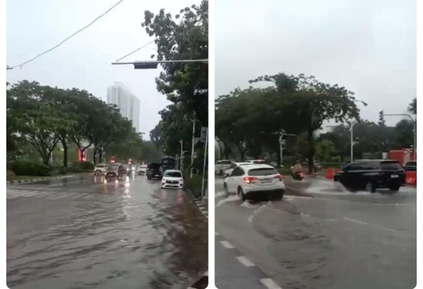 Depan SPARK dan Terowongan Alteri Exit Tol Srengseng Tergenang