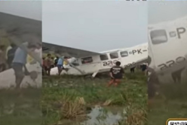 Pesawat Jatuh di Karawang Nyungsep di Sawah, Ini Penampakannya