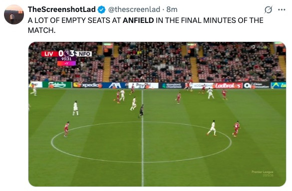 Liverpool Dibantai Nottingham Forest, Suporter Tinggalkan Anfield Sebelum Peluit Panjang