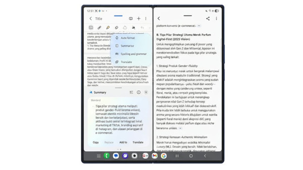 Samsung Jual Otak AI di Galaxy Z Fold7, Analisis Pasar Langsung Jadi Draft Presentasi