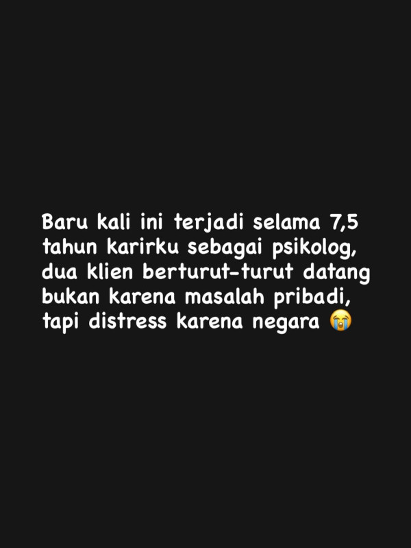 Viral Curhatan Psikolog: Klien Depresi Bukan Masalah Pribadi, tapi Karena Negara