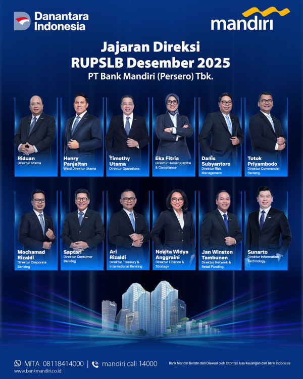 RUPSLB Bank Mandiri Desember 2025 Rombak Susunan Pengurus, Berikut Daftarnya