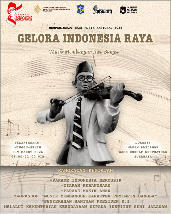 1.000 Pelajar Surabaya Nyanyikan Indonesia Raya - 3 Stanza di Hari Musik 2026