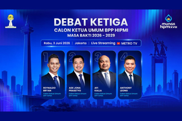 Debat Ketiga Calon Ketua Hipmi Menyoroti Investasi, Hilirisasi hingga Pasar Modal